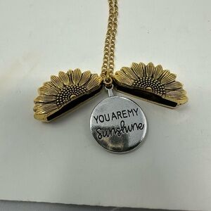 NWT Set of 3 really cute Sunflower You are My Sunshine locket Necklace